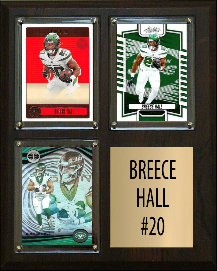 Breece Hall 3 Card Plaque Donruss Fleer Topps 2023 2024 New York Jets