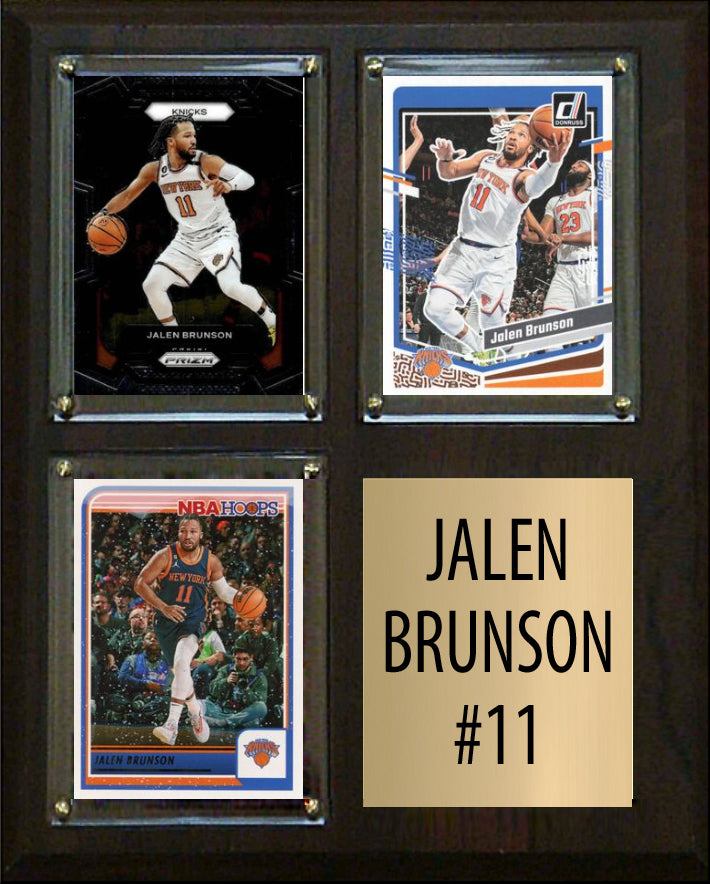 Jalen Brunson 3 Card Plaque Donruss Hoops Fleer Topps 2025 2024 New York Knicks