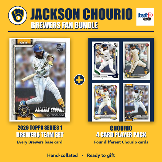 Jackson Chourio Milwaukee Brewers Baseball Fan Bundle - 2026 Topps Series 1 Team Set + 4 Card Player Pack