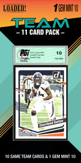 NFL Denver Broncos Trading Card Pack — 11 Cards with 1 Graded Slab