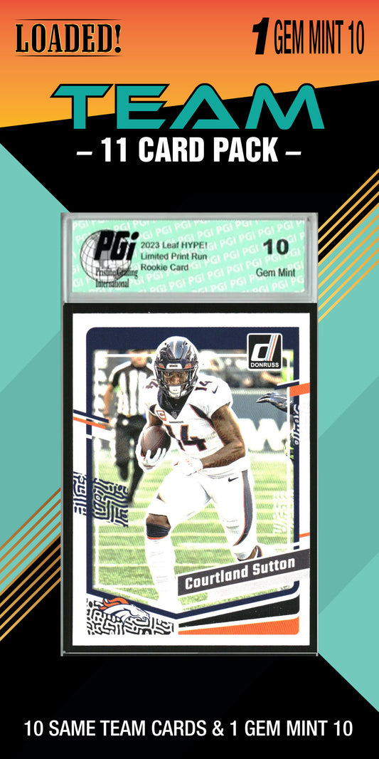 NFL 10 Card Graded Denver Broncos Pack