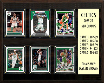 Boston Celtics NBA Champions 2023-24 6 Card Plaque Tatum Jaylen Brown Donruss Hoops