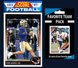 2024 SCORE NFL Chicago Bears Team Set Rome Odunze RC 309 + 20 Card Pack Brian Urlacher