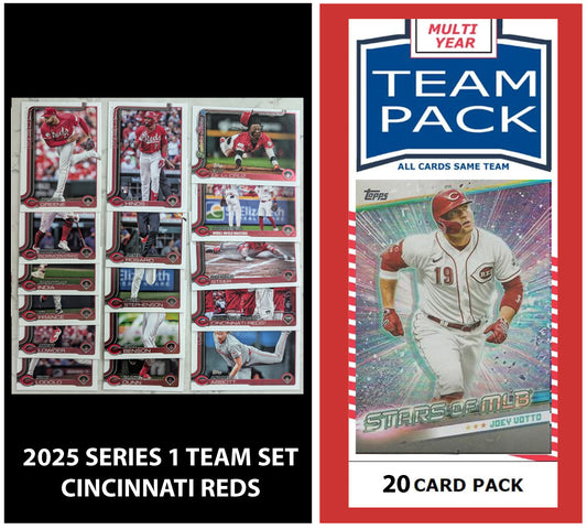 2024 Baseball Team Pack Reds 20 Card Pack Joey Votto + 2025 Topps Series 1 Team Set Elly De La Cruz