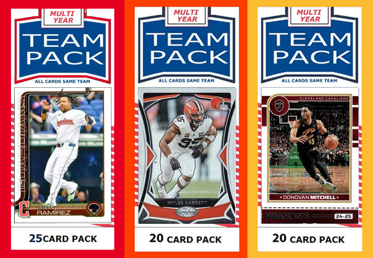 Cleveland City Team Pack Guardians Browns Cavaliers 2024 2023 2025 Ramirez Garrett Mitchell