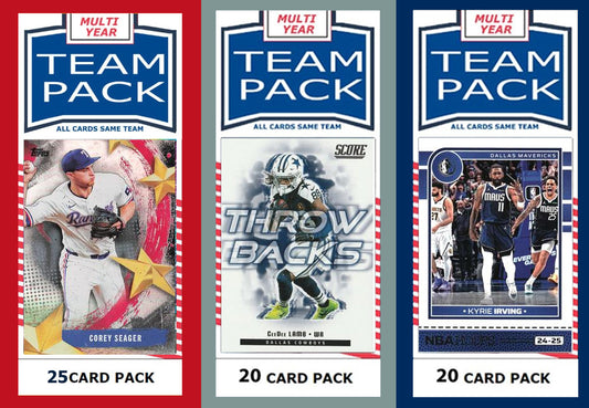 Dallas City Team Pack Cowboys Mavericks Texas Rangers 2024 2023 2025 Lamb Seager Irving