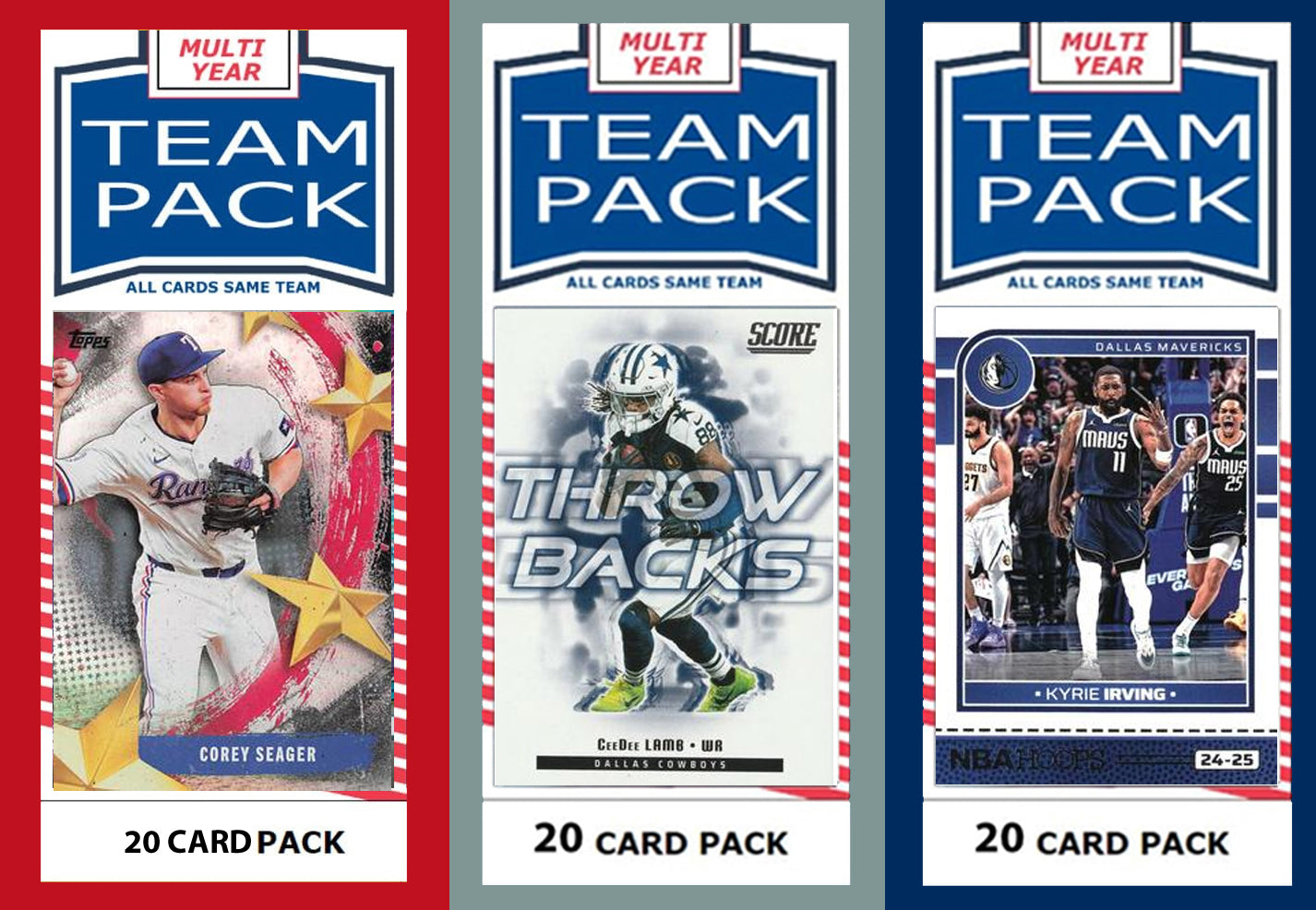 Dallas City Team Pack Cowboys Mavericks Texas Rangers 2024 2026 2025 Lamb Seager Irving