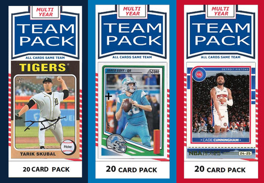 Detroit City Team Pack Tigers Lions Pistons 2024 2026 2025 Skubal Goff Cunningham Topps Donruss Hoops