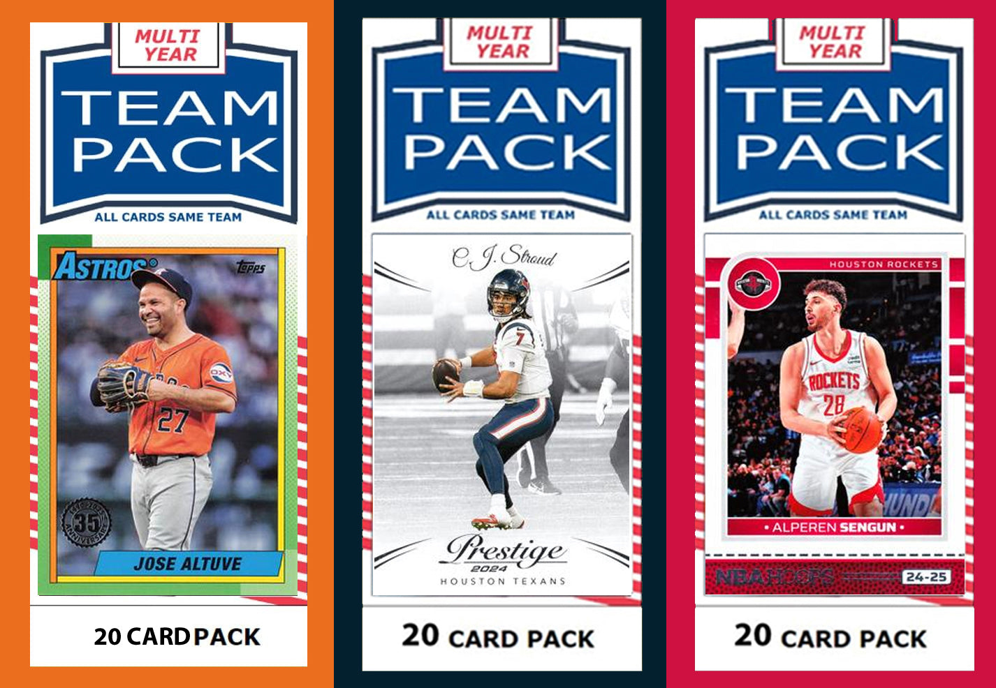 Houston City Team Pack Astros Texans Rockets 2024 2026 2025 Altuve Stroud Sengun