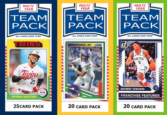 Minnesota City Team Pack Twins Vikings Timberwolves 2024 2023 2025 Jefferson Buxton Edwards