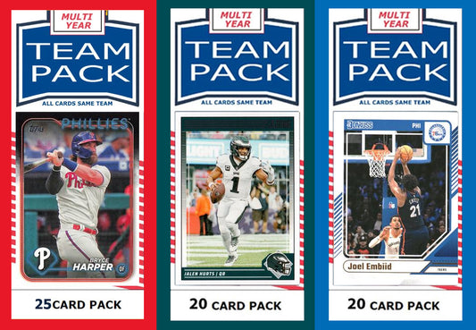 Philadelphia City Team Pack Phillies Eagles Sixers 76ers 2024 2023 2025 Harper Hurts EMbiid