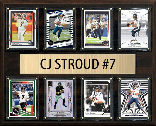 CJ Stroud Houston Texans Plaque 8 Cards 2025 2024 Donruss Prizm SCORE Mosaic 12x15