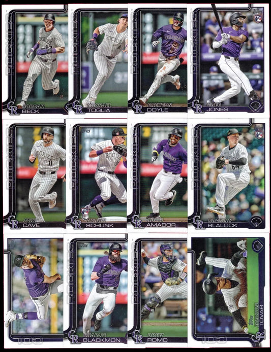 2025 Topps Series 1 Baseball Team Set 12 Cards Colorado Rockies Charlie Blackmon