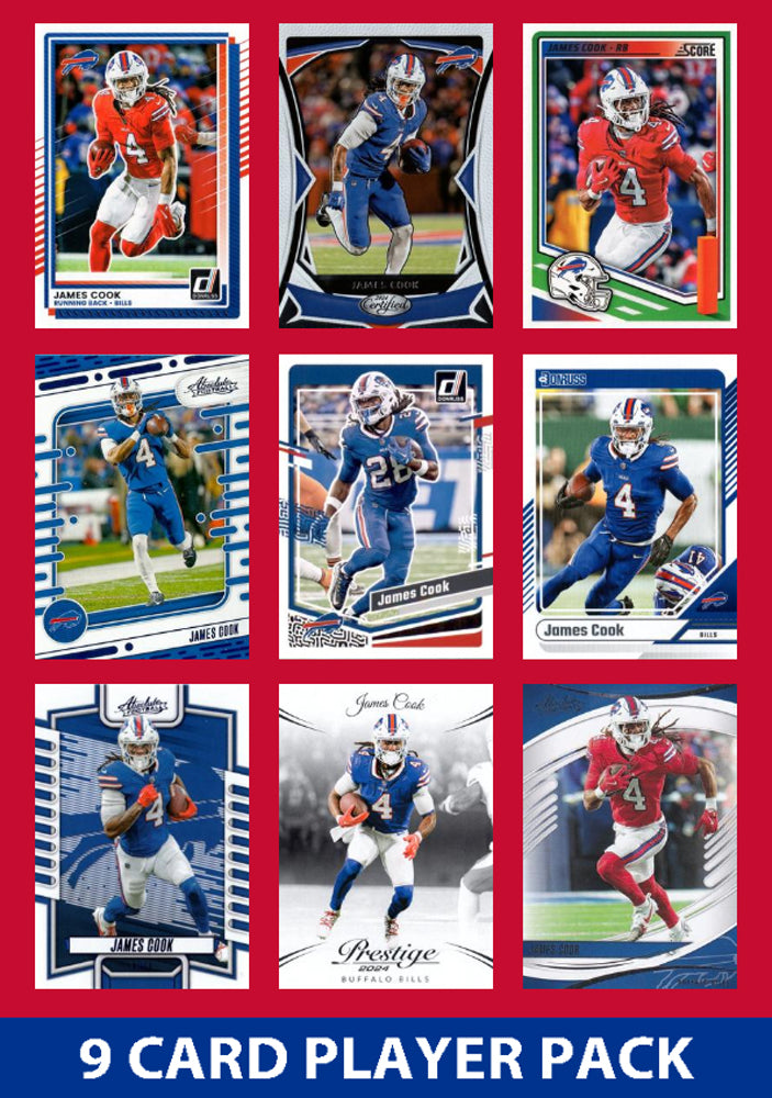 James Cook 9 Card Player Pack  2024 2025 Donruss Panini Score Buffalo Bills