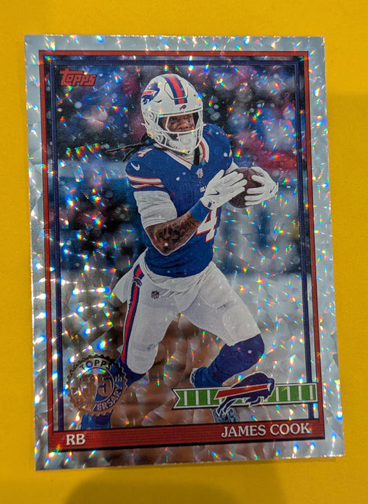 2026 Topps Football James Cook 1991 Topps Football #91TF-12 Mega Box Crackle Foil