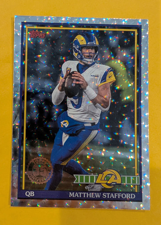 2026 Topps Football Matthew Stafford 1991 Topps Football #91TF-22 Mega Box Crackle Foil