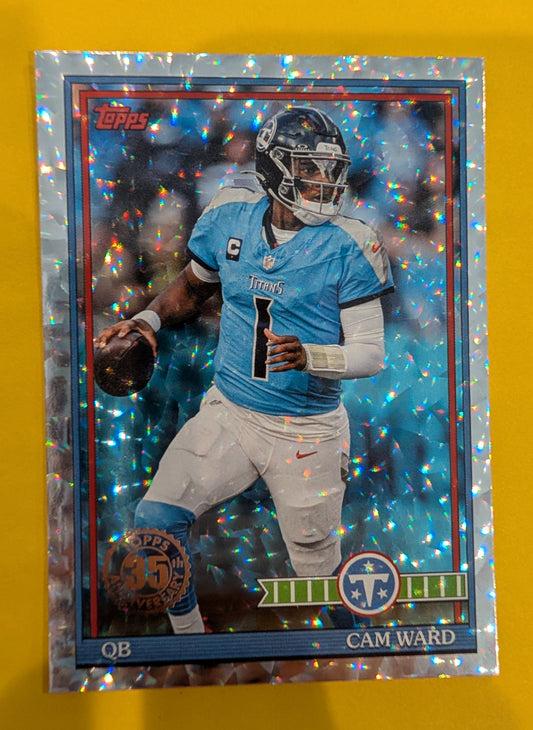 2026 Topps Football Cam Ward 1991 Topps Football #91TF-30 Mega Box Crackle Foil