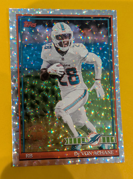 2026 Topps Football De'Von Achane 1991 Topps Football #91TF-35 Mega Box Crackle Foil