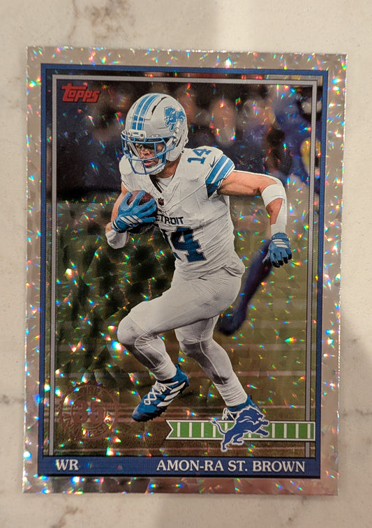 2026 Topps Football Amon-Ra St. Brown 1991 Topps Football #91TF-36 Mega Box Crackle Foil
