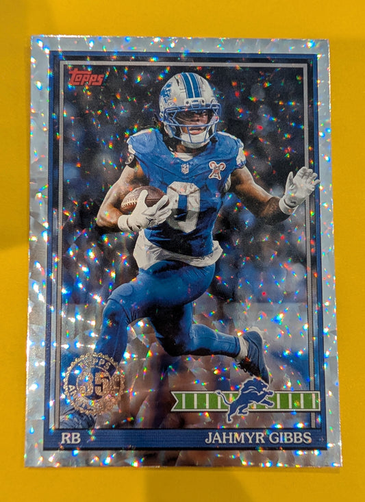2026 Topps Football Jahmyr Gibbs 1991 Topps Football #91TF-39 Mega Box Crackle Foil