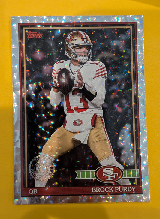 2026 Topps Football Brock Purdy 1991 Topps Football #91TF-3 Mega Box Crackle Foil