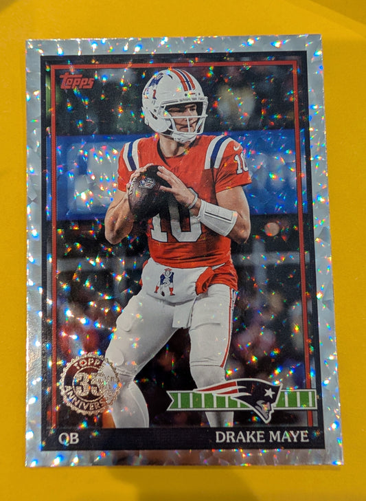 2026 Topps Football Drake Maye 1991 Topps Football #91TF-46 Mega Box Crackle Foil