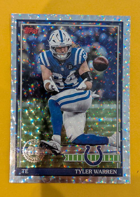 2026 Topps Football Tyler Warren 1991 Topps Football #91TF-48 Mega Box Crackle Foil