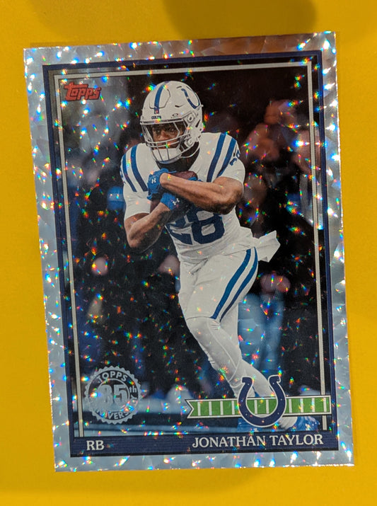 2026 Topps Football Jonathan Taylor 1991 Topps Football #91TF-49 Mega Box Crackle Foil