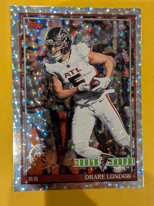 2026 Topps Football Drake London 1991 Topps Football #91TF-5 Mega Box Crackle Foil