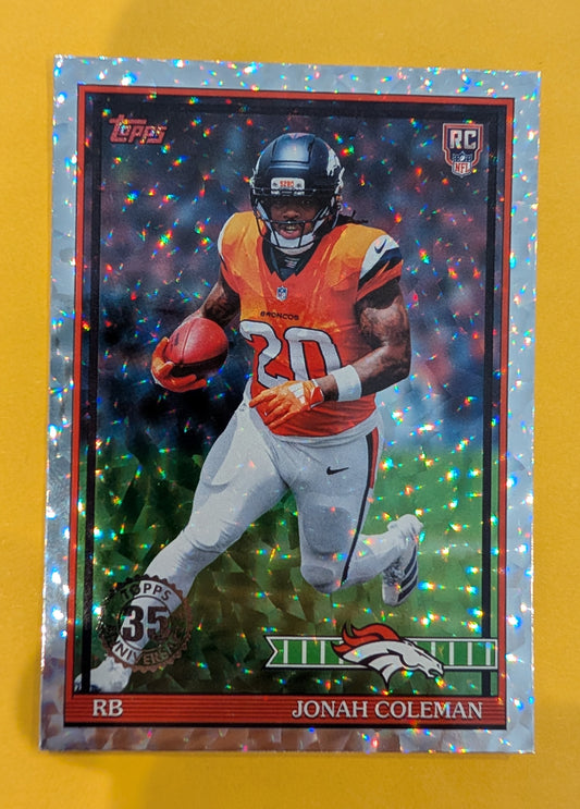 2026 Topps Football Jonah Coleman 1991 Topps Rookies #91TR-12 Mega Box Crackle Foil