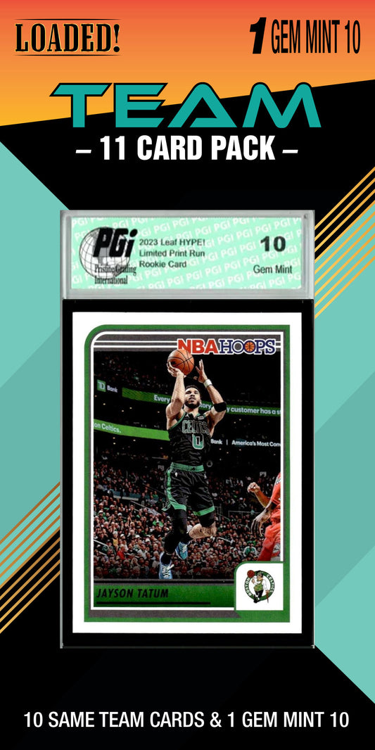 NBA Boston Celtics Trading Card Pack — 11 Cards with 1 Graded Slab