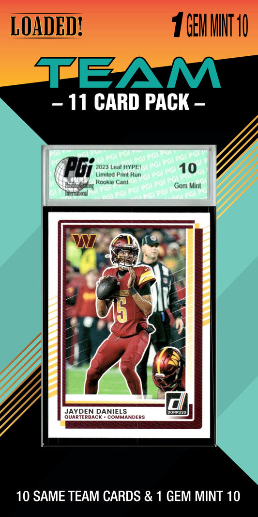 NFL 10 Card Graded Washington Commanders Pack