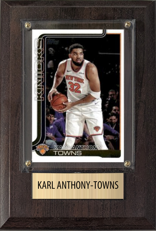 Karl-Anthony Towns New York Knicks Fan Gift Plaque 4x6 1 Card Topps Donruss Panini 2024 2025 2026