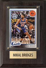 Mikal Bridges New York Knicks 2025 2024 Donruss Score Prizm Topps 4x6 Gift Plaque