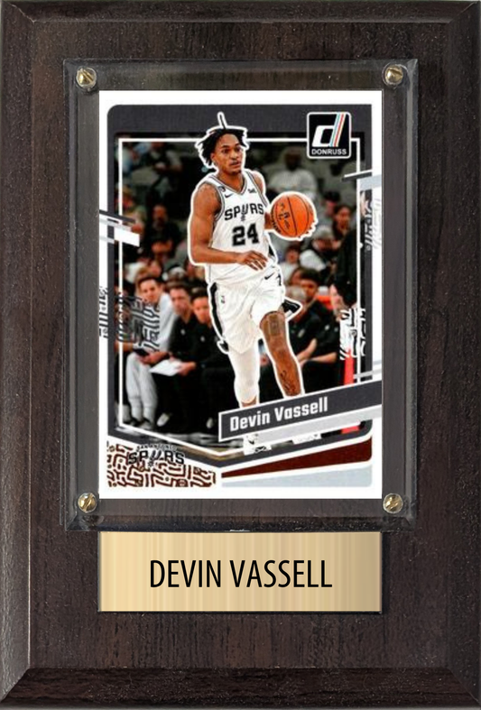 Devin Vassell San Antonio Spurs 2025 2024 Donruss Score Prizm Topps 4x6 Gift Plaque