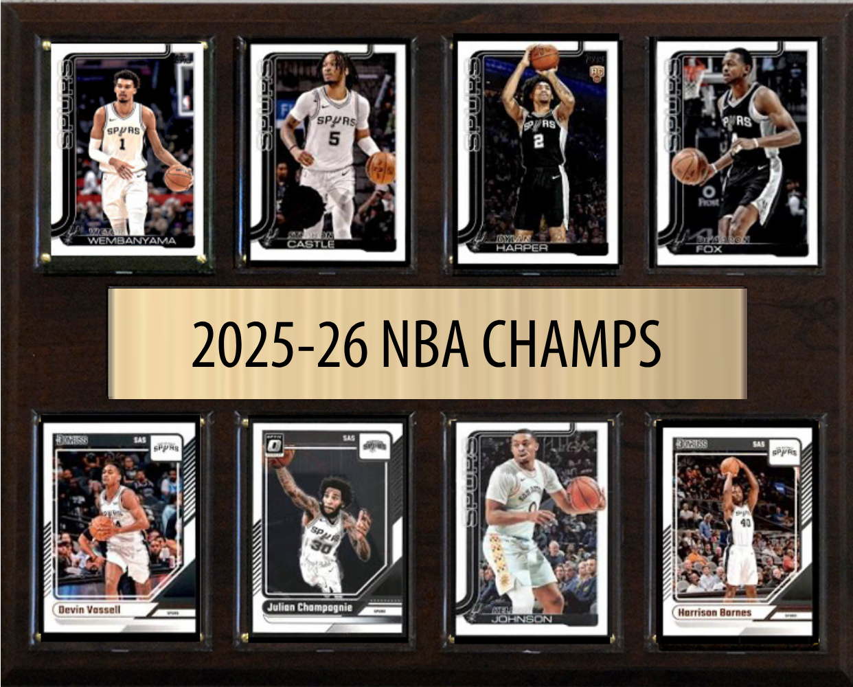 San Antonio Spurs Victor Wembanyama 2025-26 NBA Champions 8-Card Premium Fan Cave Plaque