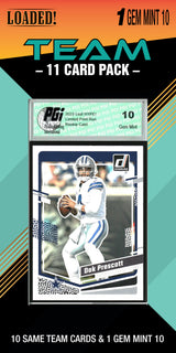 NFL Dallas Cowboys Trading Card Pack — 11 Cards with 1 Graded Slab