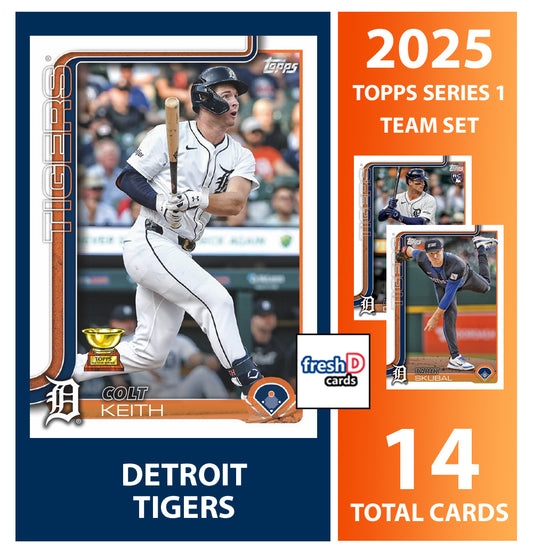 2025 Topps Series 1 Baseball Team Set 14 Cards Detroit Tigers Skubal Dingler RC