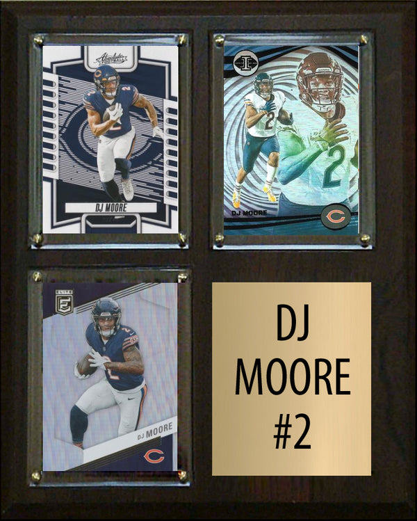 DJ Moore 3 Card Plaque Donruss Fleer Topps 2023 2024 Chicago Bears