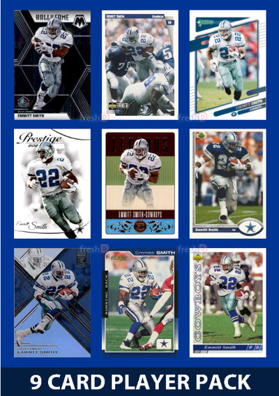 Emmitt Smith 9 Card Player Pack 2024 2025 NFL Topps Donruss Panini Score Cowboys