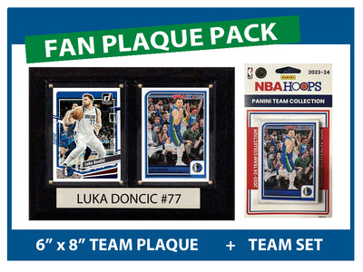 Dallas Fan Plaque Pack Luka Doncic + 2023-24 HOOPS Team Set