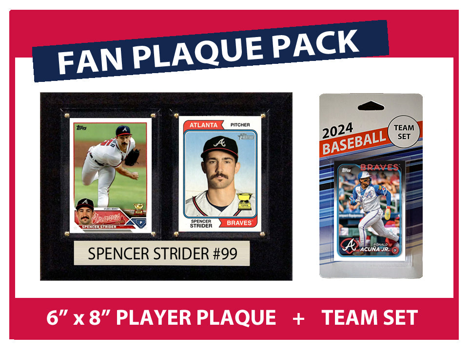 Fan Plaque Pack Atlanta Braves Spencer Strider + 2024 Topps Team Set