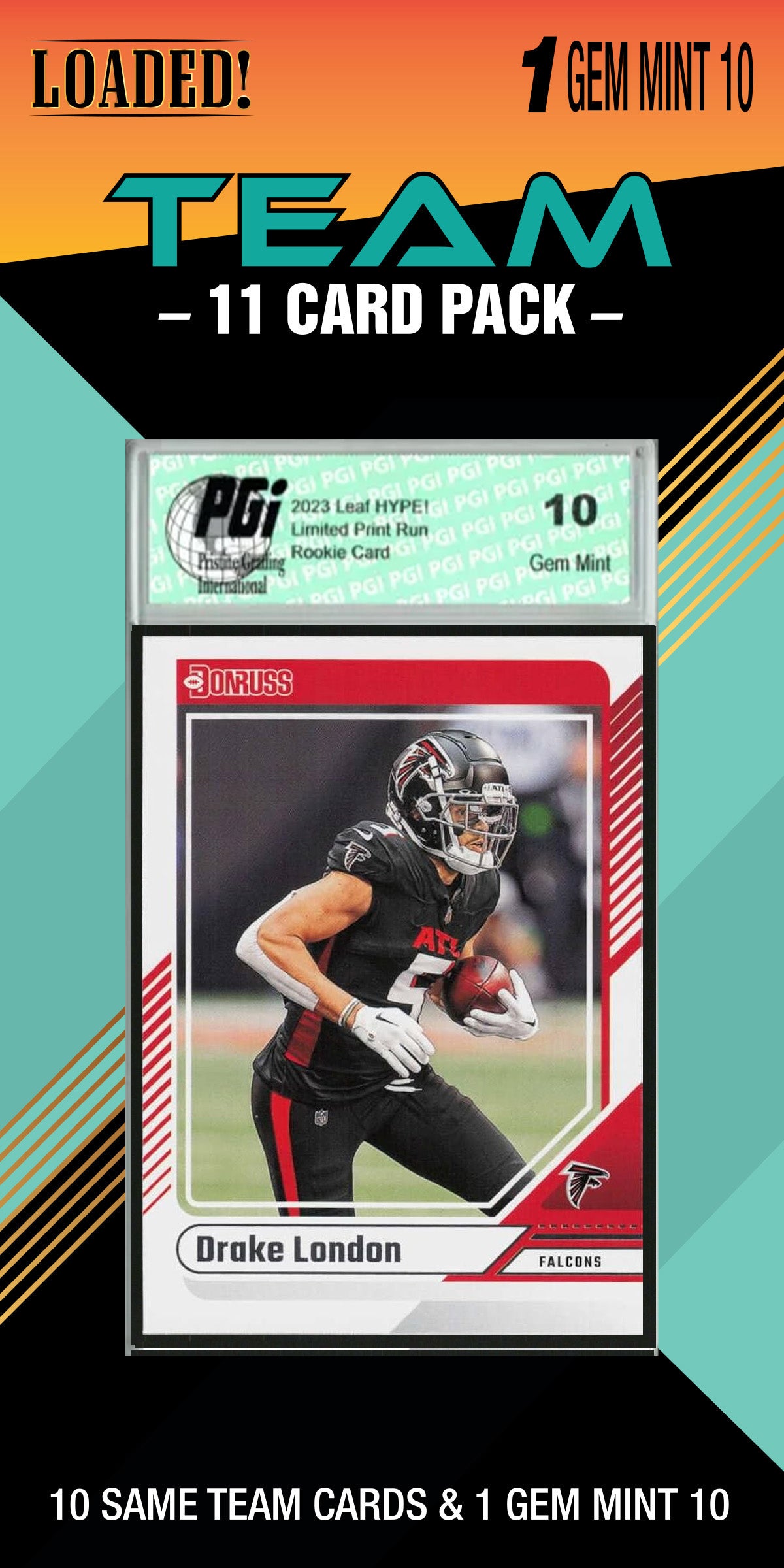 NFL 10 Card Graded Atlanta Falcons Pack