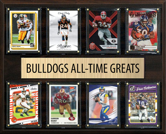 Georgia Bulldogs All-Time Greats Plaque 8 Cards Stafford Hearst Herschel Walker Hines Ward