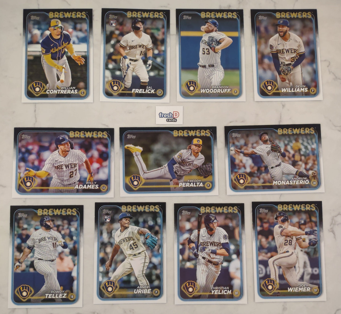 2024 Topps Series 1 Team Set In Hand Milwaukee Brewers Sal Frelick RC