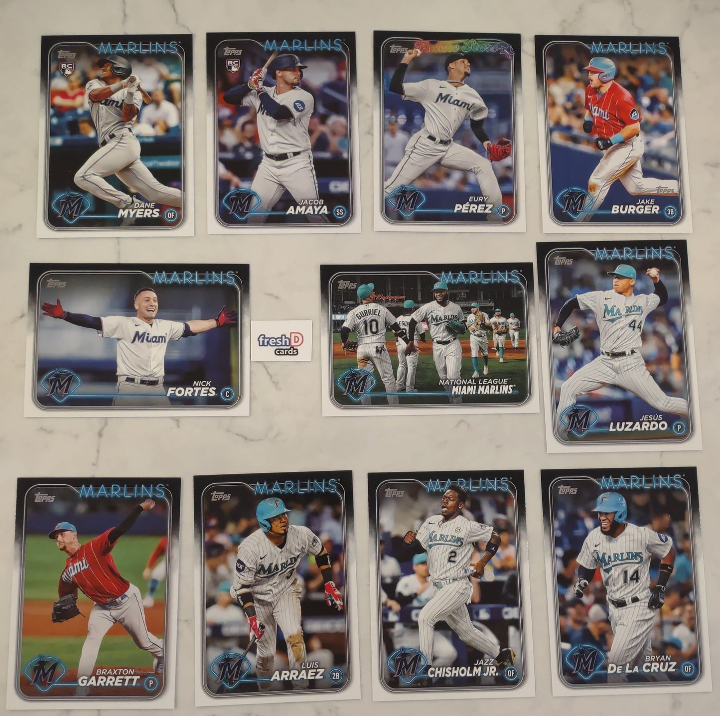 2024 Topps Series 1 Team Set In Hand Miami Marlins Jazz Eury