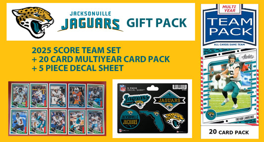 2025 Jacksonville Jaguars Gift Pack - 2025 SCORE Team Set - 5 Piece Rico Decal - 20 Card Pack