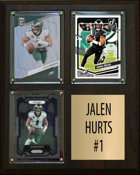 Jalen  Hurts  1 3 Card Plaque Donruss Fleer Topps 2023 2024 Philadelphia Eagles