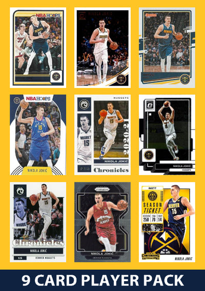 Nikola Jokic 9 Card Player Pack 2023-24 Hoops Panini Donruss Denver Nuggets