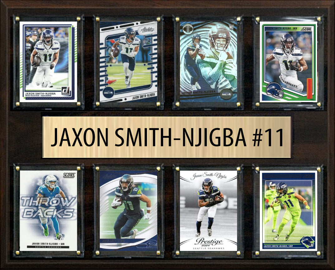 Jaxon Smith-Njigba Seattle Seahawks Plaque 8 Cards 2025 2024 Donruss Prizm SCORE Mosaic 12x15